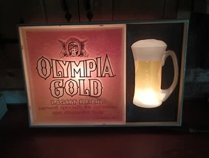 BUBBLER WORKS USA VINTAGE OLYMPIA BIER GOLD LICHT BEWEGUNGSBAR 3D BELEUCHTETES SCHILD MANCAVE - Bild 1 von 15