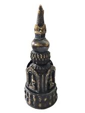 14.25" Tibetan Buddhism Bronze Stupa Pagoda W/ Buddha