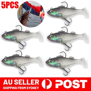 Soft Plastic Vibe Lures x5, 80mm, Vib Vibes Blade trazo transam Fishing Lure AUS - Picture 1 of 11