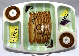 Vintage Lefton Plate Bagel Lox Butter and Cheese Ceramic Platter Japan 13.75" - Picture 1 of 10