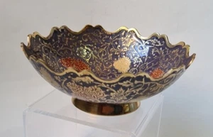 Pretty Indian floral pattern brass & enamel bowl - Picture 1 of 8