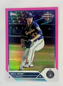 2023 Topps Pro Debut Will Rudy Fuchsia Refractor RC 40/199 #PD-150 ACL Brewers - Picture 1 of 7