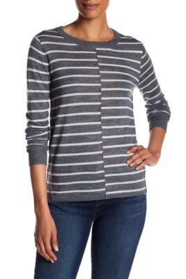 Suéter Pullover PAIGE Allie Para Mujer Top Rayas Gris Blanco Talla Pequeña Foto 1 de 4