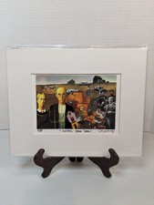 "Gothic Yard Sale" BY NELSON DE LA NUEZ Print 1996 Signed Matted 