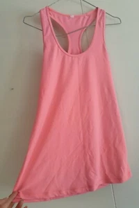 Lululemon Neon Coral Pink RacerBack Athletic Gym Top Size 8 12 Medium $4 EXPRESS - Picture 1 of 3