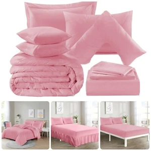 Plain Pink Premium Bedding Customisable - Fitted Flat Duvet & Pillowcases - Picture 1 of 19