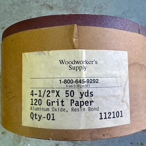 4.5 x 50 yard 120 Grit Sand Paper Roll Woodworker’s Supply 112101 - Picture 1 of 4