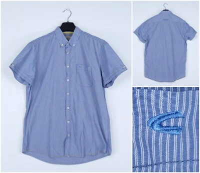 Mens CAMEL ACTIVE Shirt Large Size Vintage Blue Striped Regular Fit Casual Top - Image 1 of 4