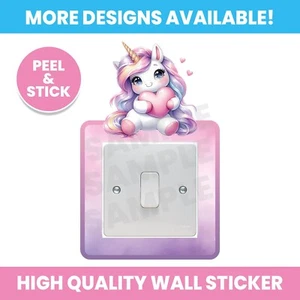 UNICORN RAINBOW LIGHT SWITCH SURROUND WALL STICKER DECAL KIDS BEDROOM - Picture 1 of 1