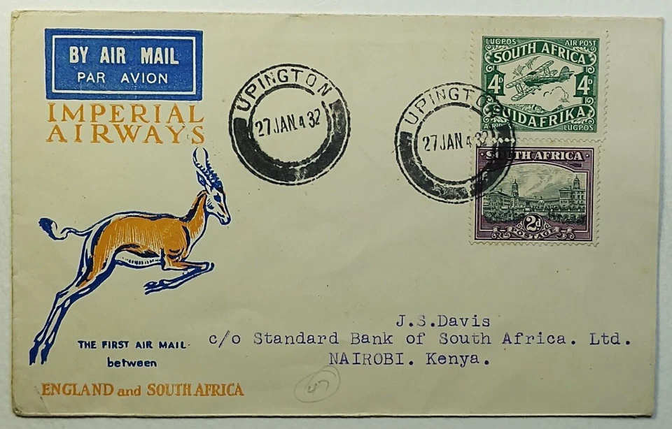 Primer vuelo de Sudáfrica 1932 Imperial Airways Johannesburgo a Liverpool Foto 1 de 2