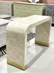 Bone Inlay Waterfall Console Table - White - Picture 1 of 17