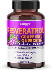 ✨ Resveratrol 24,000Mg with Grape Seed + Quercetin Berberine + Milk Thistle Powe - Picture 1 of 6