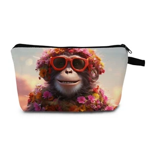 Monkey Makeup Bag Travel Portable Cosmetic Pouch Toiletry Organizer Storage B... - Picture 1 of 5