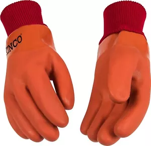8170 L Acrylic Lined PVC Work Gloves with Sandy Finish, Knit Wrist, Large, Amber - Picture 1 of 9