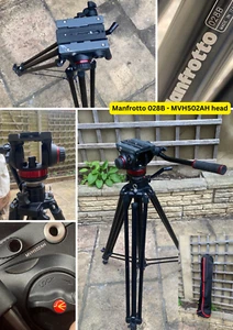 Manfrotto 028B Triman Tripod with MVH502AH Fluid Head – Pro Video Tripod - Picture 1 of 5
