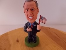 NOS GEORGE W BUSH FORMER PRESIDENT BOBBLE HEAD WITH PLASTIC FLAG IN ORIGINAL BOX