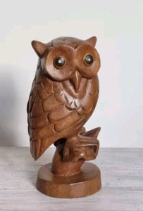 Owl on Branch Wood Carving/Hand Crafted/Rustic/Solid Wood/Decorative 23x10x10cm - Picture 1 of 6