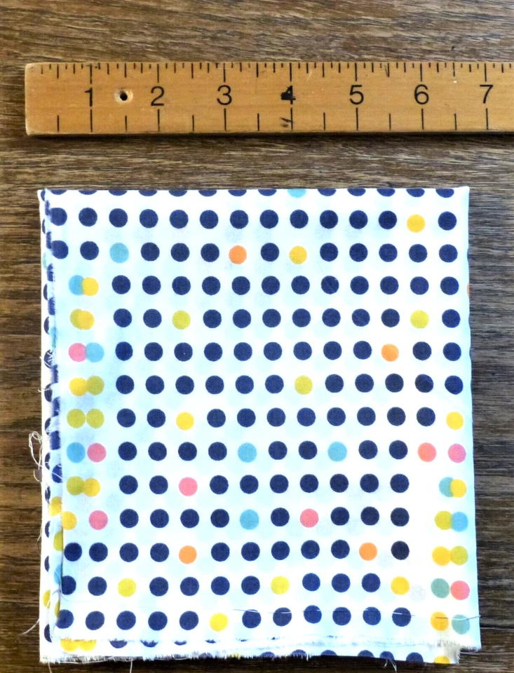 WHITE COLOURED DOTS IN GRID COTTON  OFFCUT FABRIC SEWING 19" x 27"  FAT QUARTER - Image 1 of 1