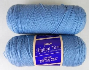 2 hilos afganos de acrílico de carón azul claro Skeins vintage - Imagen 1 de 2