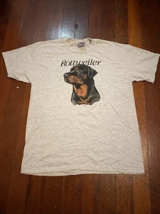 Vintage Rottweiler Hund Grafik T-Shirt grau Einzelnaht 90er XL - Bild 1 von 5