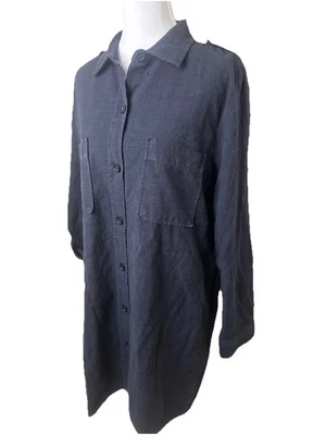 Zara Women's Blue Long Sleeve Oversize Button-Up Shirt Dress Size Medium - Image 1 of 4