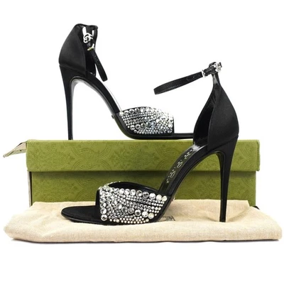 Gucci Crystal Embellished Heeled Sandals In Black - Women's Size EU 39.5 - Image 1 of 4
