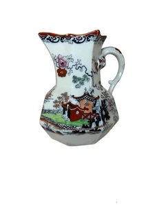 Antique Masons Ironstone Jug Pagoda Damaged Hand Painted Made in 1891 - Picture 1 of 12