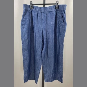 NEW Talbots Pants Womens Large petite blue cotton straight cropped casual - Picture 1 of 9