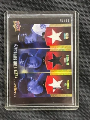 2008 SPECTRUM ROY OSWALT LANCE BERKMAN HUNTER PENCE THREE STAR SWATCH #17/75  - Image 1 of 2