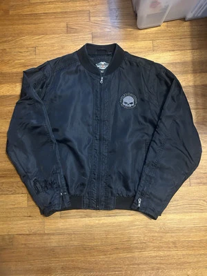 Harley-Davidson Men's Black  Nylon Motorcycle Jacket Skull Sleeve Logo Size XXL - Image 1 of 4