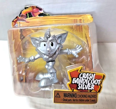 Jakks Pacific Crash Bandicoot 银色可动人偶 2.5 英寸密封损坏卡片 — 第 1/4 张图片