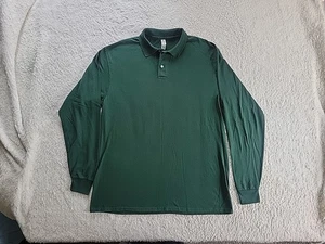 Jerzees Poloshirt Herren Large grün Langarm Pullover klassisch Arbeit Freizeit sehr guter Zustand - Bild 1 von 5
