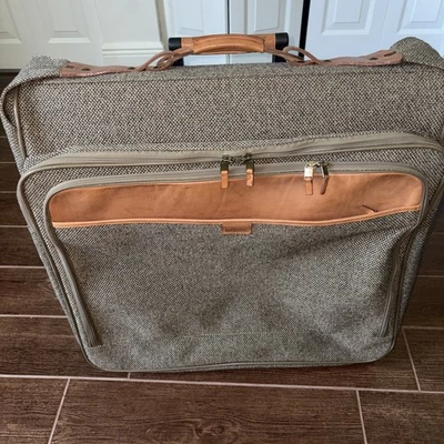 Hartmann Tweed Rolling Garment Bag Belting Leather Luggage Suitcase Handled 24” - Image 1 of 4