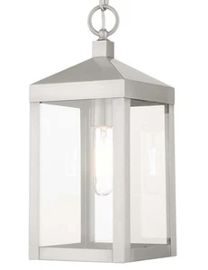 Livex Lighting 20591 Nyack 1 Light 6"W Outdoor Mini Pendant - Nickel - Picture 1 of 12
