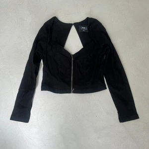 Anthropologie Maeve Zip-Front Long-Sleeve Blouse. Black. Large. - Picture 1 of 6