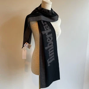 Timberland Bufanda Negro Gris Logo Deletrear Unisex OS Acrílico Cálido Invierno - Imagen 1 de 6