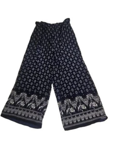 Live 4 Truth Palazzo Pants Blue Wide Leg Elephant Print Elastic Waist Size Small - Picture 1 of 11