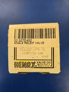 HENRY VALVE CO. - 527E450 - 1/2" MPT X 5/8" FLARE - ANGLE RELIEF VALVE - 450 PSI - Picture 1 of 3