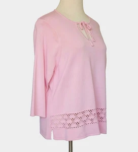 Modern Soul Womens Sweater NEW Pink Knit Crochet Embellishment Sz 2X - Picture 1 of 10