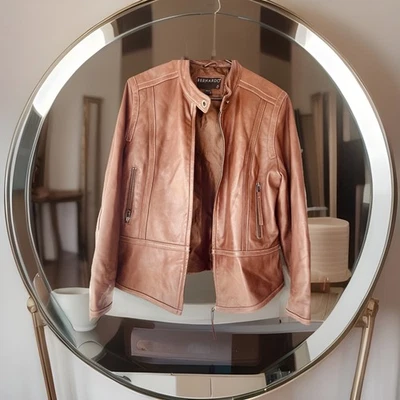 Bernardo Women's Brown Moto Leather Jacket Size L Full Zip - Image 1 of 4
