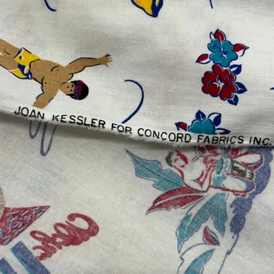 Ilhas havaianas vintage raras Joan Kessler para Concord 2,5 jardas 56"W - Imagem 1 de 4