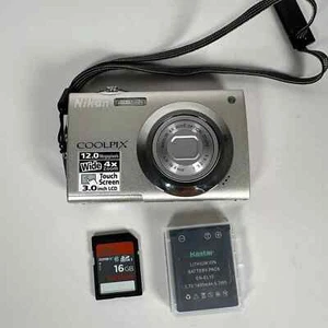 Silver Nikon Coolpix S4000 12MP touch-screen digital camera w/ BATTERY TESTED - Picture 1 of 2