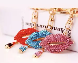Charming Rhinestone Crystal Lips Key Chain Pendant - Picture 1 of 9