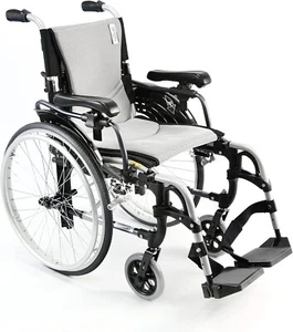 NEW KARMAN S-ERGO 305 Ultra Lt Ergonomic Folding Wheelchair 18"W Seat Slvr/Blk - Picture 1 of 23