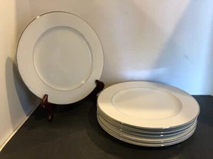 Set of 6 Crown Victoria Empress 10" Dinner Plates Fine China Platinum Trim Japan - Picture 1 of 5