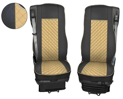Für DAF 105 XF Sitzbezüge Schonbezüge 1+1 Öko-Leder Beige ab 2010- - Bild 1 von 4