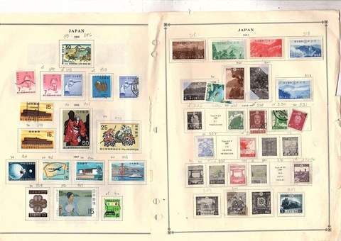 Japan  stamps 1944-1969 Used  on album pages  collection over 210 stamps   (mb31 Cover