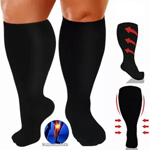 Calcetines de compresión S M L XL 2XL 3XL 4XL pantorrilla ancha talla grande mujer hombre 15-20 mmHg - Imagen 1 de 14