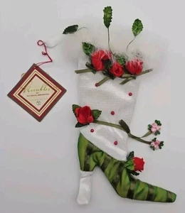 Dept 56 Patience Brewster Krinkles Christmas Mini Stocking High Heeled Rose Boot - Picture 1 of 2