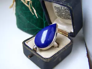 GORGEOUS VINTAGE MODERNIST 925 SOLID STERLING SILVER LAPIS LAZULI RING SIZE N - Picture 1 of 14